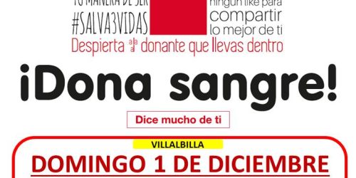 CARTEL DONACIÓN DE SANGRE VILLALBILLA 1 DE DICIEMBRE