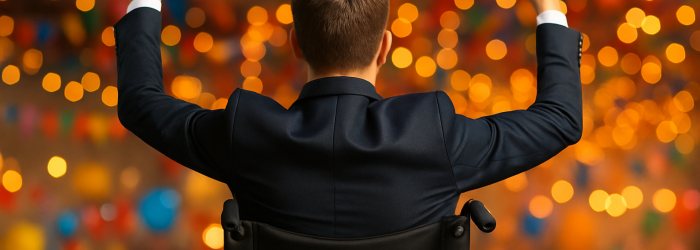 Celebración en silla de ruedas