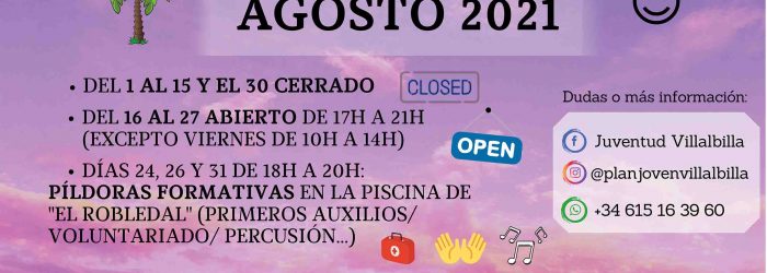 Horario excepcional de agosto 2021