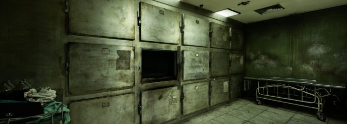 Set up view of dark room abandoned in the Psychiatric Hospital for movie Film set at bangkok, Thailand. Halloween frightful Concept.