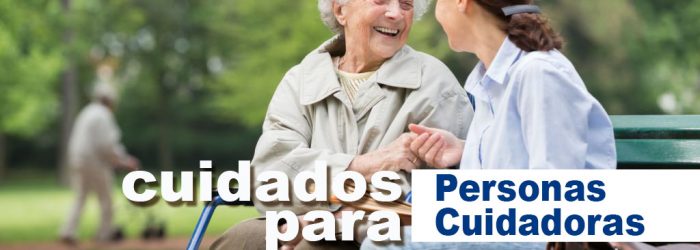 Senior woman with caregiver in the park