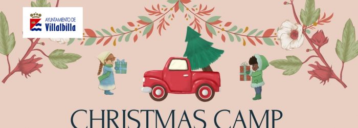 Cartel Programacion de eventos navideños ilustrativo beis y roj
