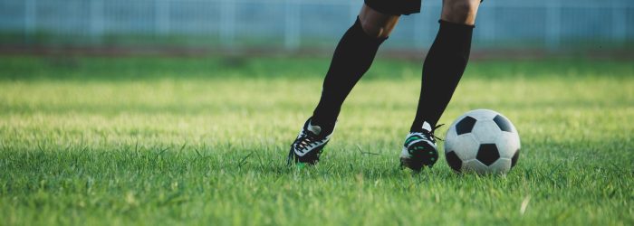 Soccer player action on the stadium